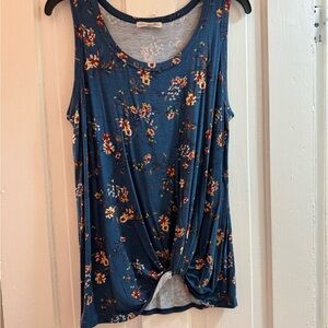 Nine Britton Floral Knot-Front Tank Top